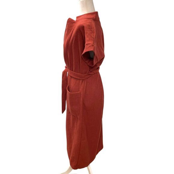 Worthington Wool Blend Spiced Apple Orange Belted Wrap Coatigan Cardigan XS - Picture 4 of 7